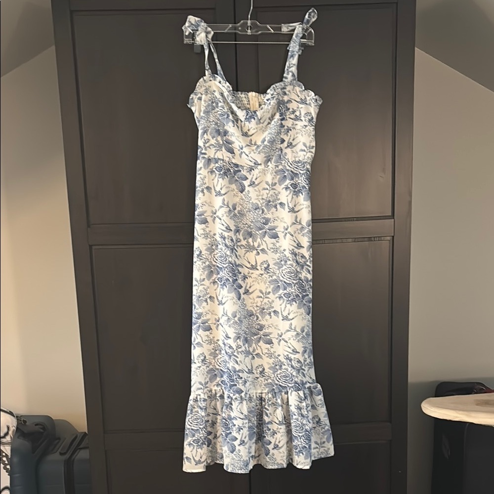 Floral Blue and White Dress